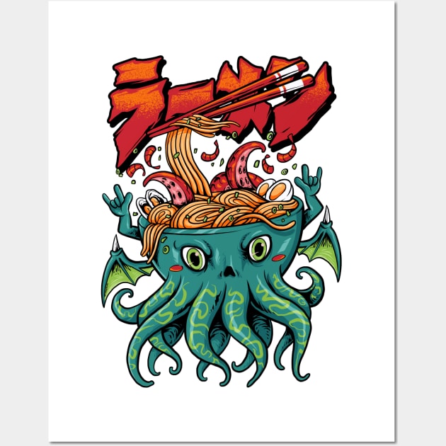 cthulhu noodles Wall Art by spoilerinc